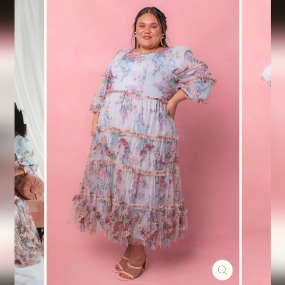 CATHERINE DRESS IN BLUE FLORAL- 1X - Picture 6 of 7